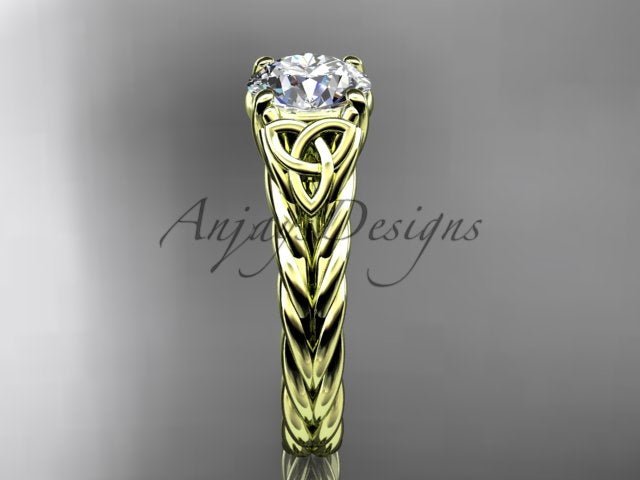 Celtic Engagement Ring 1.5 Carat Round Diamond Lab Created Twisted Rope Diamond Ring - AnjaysDesigns