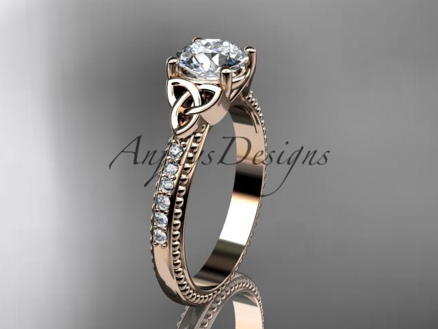 1 Carat D VS1 Round Brilliant Cut Lab Grown Diamond Celtic Engagement Ring Trinity Knot CVD Lab Created - AnjaysDesigns