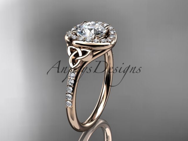 1 Carat Diamond Celtic Engagement Ring Lab Grown Diamond Halo Ring Trinity Knot Eternal Love Ring - AnjaysDesigns