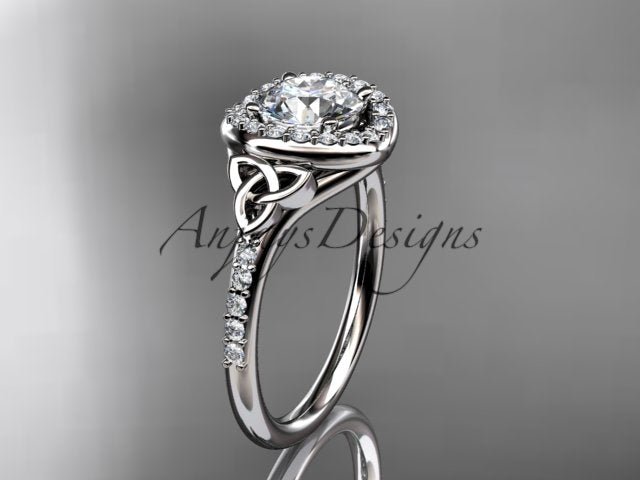 1 Carat Diamond Celtic Engagement Ring Lab Grown Diamond Halo Ring Trinity Knot Eternal Love Ring - AnjaysDesigns