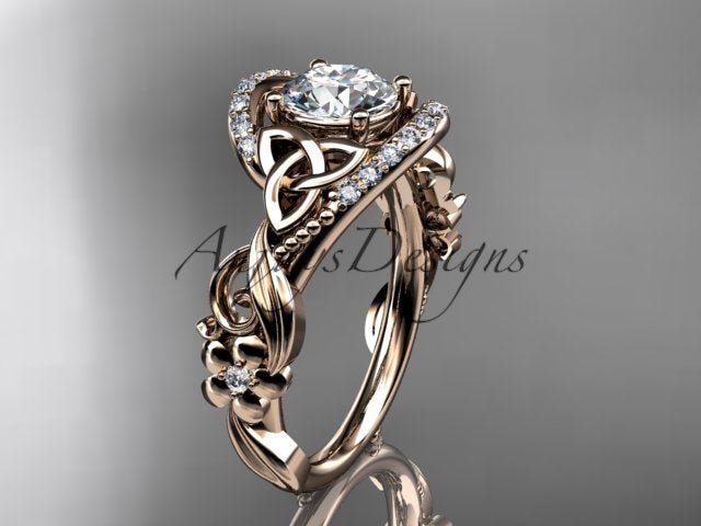 1 Carat Diamond Celtic Engagement Ring Trinity Knot Wedding Ring Nature Inspired IGI Certified - AnjaysDesigns