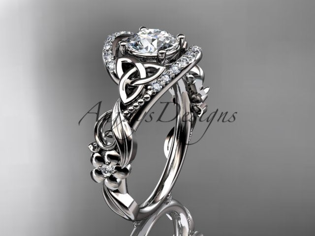 1 Carat Diamond Celtic Engagement Ring Trinity Knot Wedding Ring Nature Inspired IGI Certified