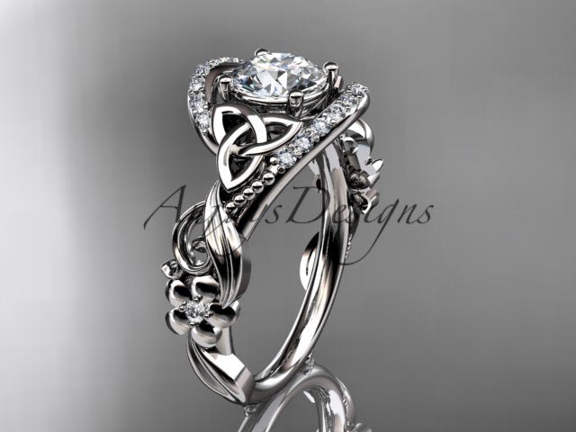 1 Carat Diamond Celtic Engagement Ring Trinity Knot Wedding Ring Nature Inspired IGI Certified - AnjaysDesigns