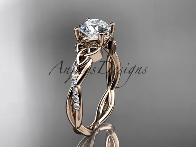 1 Carat Lab Grown Diamond Engagement Ring Celtic Round Brilliant CVD Diamond Triquetra Ring - AnjaysDesigns