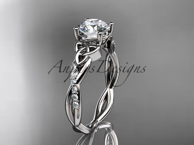 1 Carat Lab Grown Diamond Engagement Ring Celtic Round Brilliant CVD Diamond Triquetra Ring