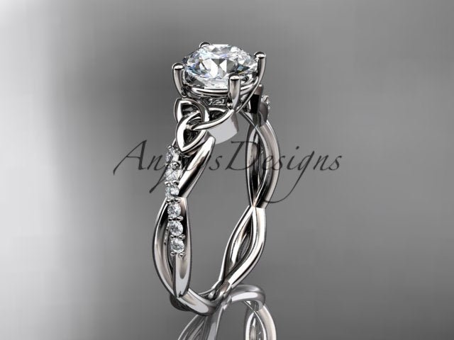 1 Carat Lab Grown Diamond Engagement Ring Celtic Round Brilliant CVD Diamond Triquetra Ring - AnjaysDesigns