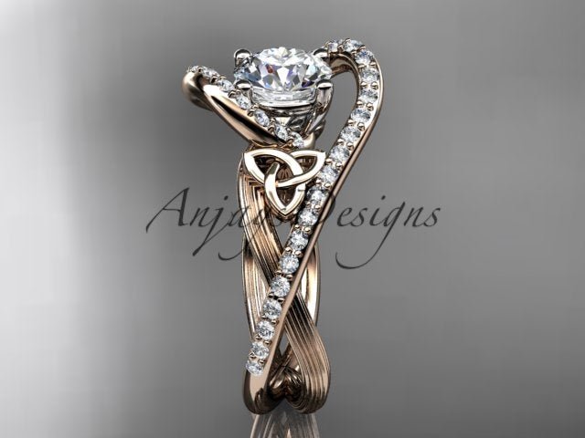 Celtic Engagement Ring Unique 1 Carat Lab Grown Diamond Irish Ring - AnjaysDesigns