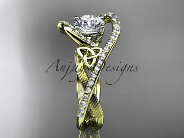 Celtic Engagement Ring Unique 1 Carat Lab Grown Diamond Irish Ring - AnjaysDesigns
