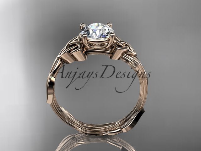 Celtic Diamond Solitaire Wedding Ring 1 CT Lab Grown Diamond Celtic Knot Nature Inspired Engagement Ring - AnjaysDesigns