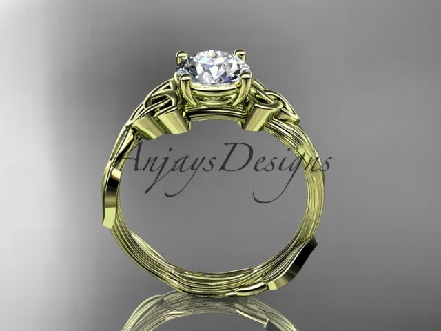 Celtic Diamond Solitaire Wedding Ring 1 CT Lab Grown Diamond Celtic Knot Nature Inspired Engagement Ring - AnjaysDesigns