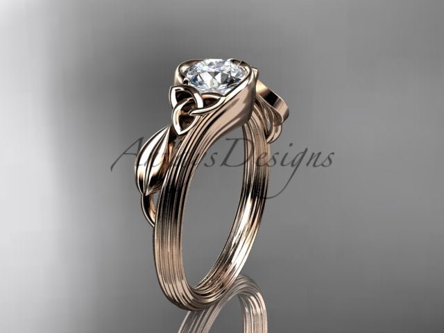 Nature Inspired Celtic Engagement Ring 1 Carat Lab Grown Diamond Ring Trinity Knot Ring IGI Certified - AnjaysDesigns