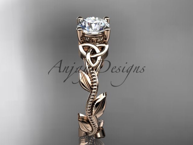 Nature Inspired Celtic Engagement Ring 1 Carat Lab Grown Diamond Trinity Knot Wedding Ring - AnjaysDesigns