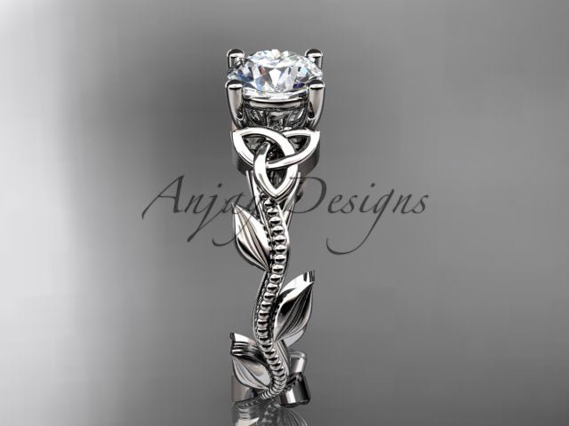 Nature Inspired Celtic Engagement Ring 1 Carat Lab Grown Diamond Trinity Knot Wedding Ring - AnjaysDesigns