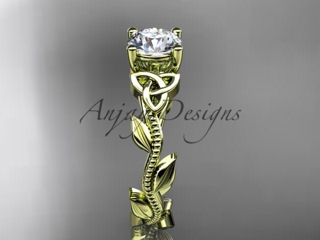 Nature Inspired Celtic Engagement Ring 1 Carat Lab Grown Diamond Trinity Knot Wedding Ring - AnjaysDesigns