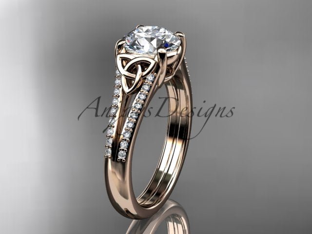 1 Carat Lab Grown Diamond Engagement Ring Celtic Round Brilliant Diamond Ring Celtic Knot Ring - AnjaysDesigns