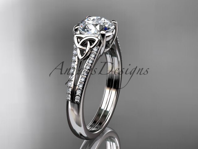 1 Carat Lab Grown Diamond Engagement Ring Celtic Round Brilliant Diamond Ring Celtic Knot Ring - AnjaysDesigns