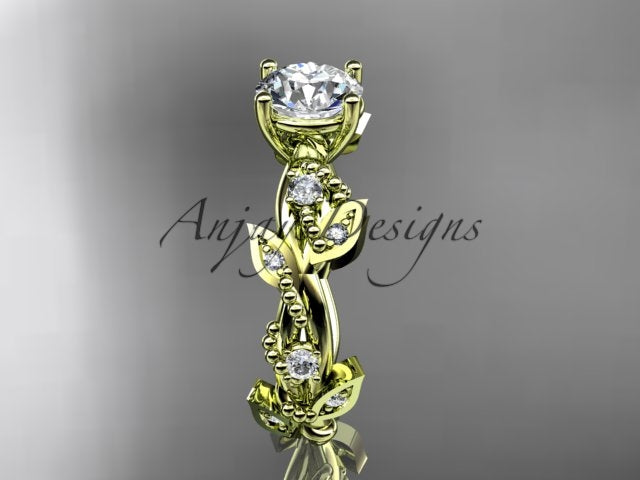 1 carat round brilliant lab grown diamond engagement ring in 14k yellow gold