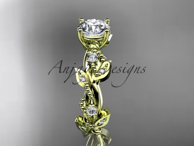 1 carat round brilliant lab grown diamond engagement ring in 14k yellow gold