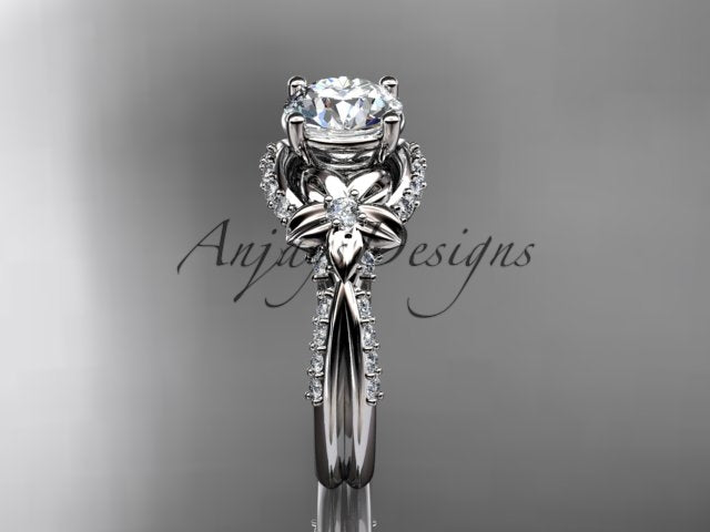 Nature Inspired Diamond Engagement Ring 1 Carat Diamond Lab Grown Flower Wedding Ring