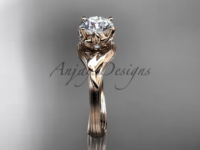 1 carat lab grown diamond petal engagement ring in 14k rose gold