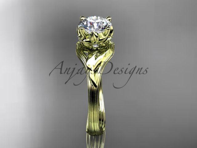 1 carat lab grown diamond petal engagement ring in 14k yellow gold