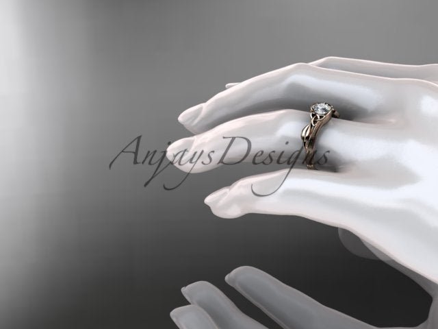 Nature Inspired Celtic Engagement Ring 1 Carat Lab Grown Diamond Ring Trinity Knot Ring IGI Certified - AnjaysDesigns