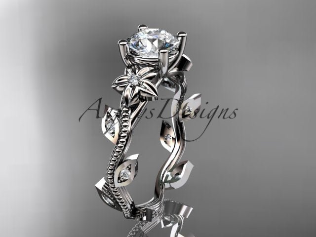 1 Carat Diamond Nature Inspired Flower Engagement Ring - AnjaysDesigns