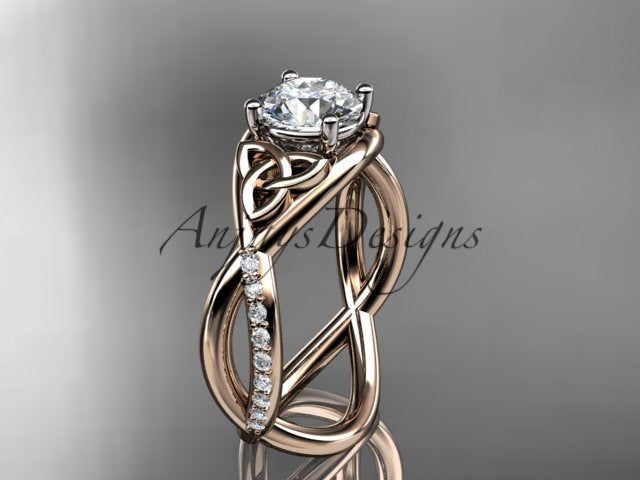 1 Carat Round Brilliant Lab Grown Diamond Celtic Ring Trinity Knot Engagement Ring 4 Prong IGI Certified