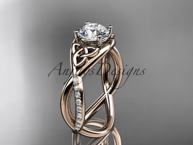 1 Carat Round Brilliant Lab Grown Diamond Celtic Ring Trinity Knot Engagement Ring 4 Prong IGI Certified - AnjaysDesigns