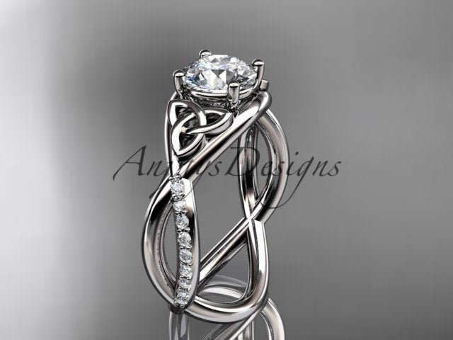 1 Carat Round Brilliant Lab Grown Diamond Celtic Ring Trinity Knot Engagement Ring 4 Prong IGI Certified - AnjaysDesigns