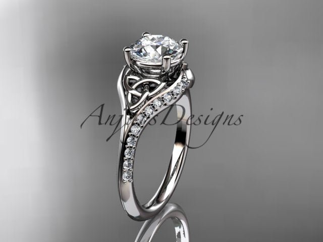 1 Carat Round Brilliant Lab Grown Diamond Celtic Engagement Ring Trinity Knot Symbol Ring - 14k white gold