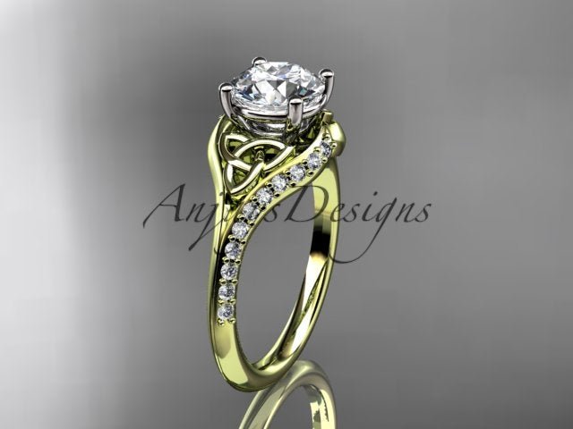 1 Carat Round Brilliant Lab Grown Diamond Celtic Engagement Ring Trinity Knot Symbol Ring - 14k yellow gold