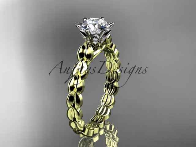 1 Carat Round Brilliant Lab Grown Diamond Nature Inspired Engagement Ring Leaf Dainty Nature Proposal Ring