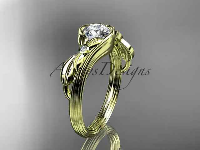 1 Carat Round Brilliant Lab Grown Diamond Nature Inspired Engagement Ring Leaf CVD Diamond Ring IGI Certified
