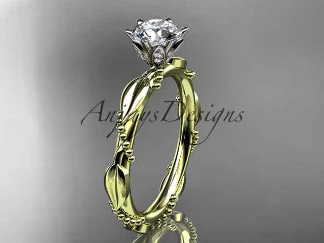 1 Carat Round Brilliant Lab Grown Diamond Nature Inspired Engagement Ring Twig Leaf CVD Diamond Ring