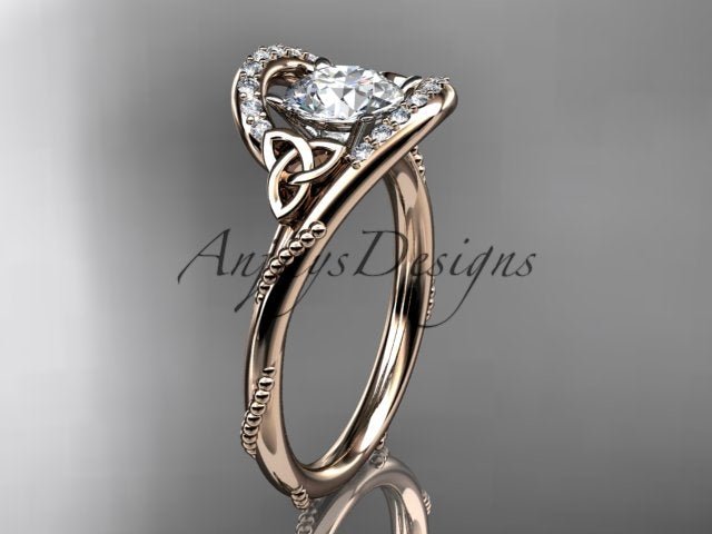 1 Carat Round Cut D VS1 Lab Grown Diamond Celtic Engagement Ring Trinity Knot Proposal Ring Dainty Ring - AnjaysDesigns