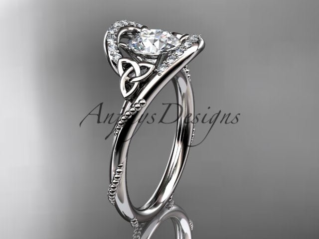 1 Carat Round Cut D VS1 Lab Grown Diamond Celtic Engagement Ring Trinity Knot Proposal Ring Dainty Ring - AnjaysDesigns