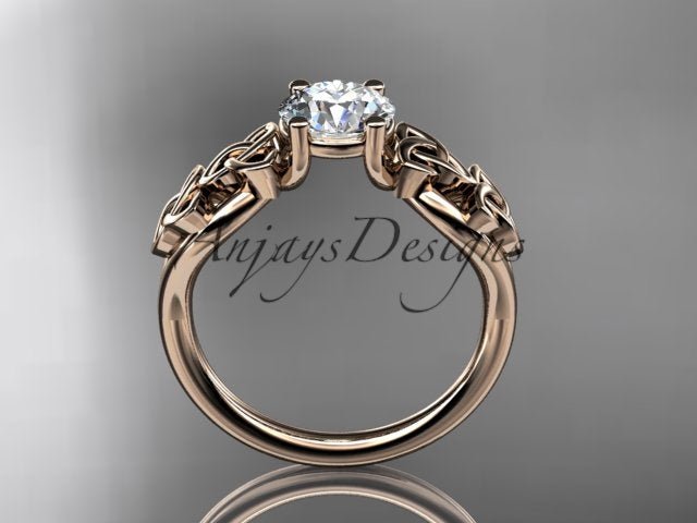Celtic Engagement Ring 1 Carat Round D VS1 Lab Grown Diamond Solitaire Ring Trinity Knot Ring - AnjaysDesigns