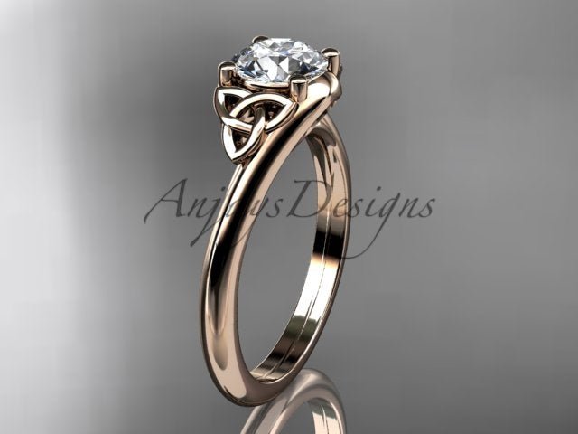1 Carat Round Diamond Engagement Ring Celtic Wedding Ring Dainty - AnjaysDesigns