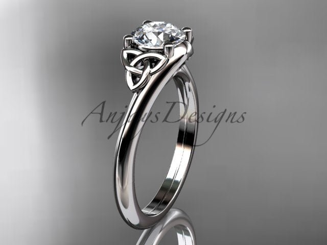 1 Carat Round Diamond Engagement Ring Celtic Wedding Ring Dainty - AnjaysDesigns