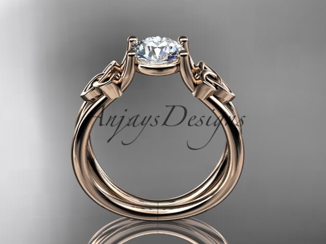 Celtic Diamond Engagement Ring 1 Carat Round Cut D VS1 Engagement Ring Minimalist Ring - AnjaysDesigns