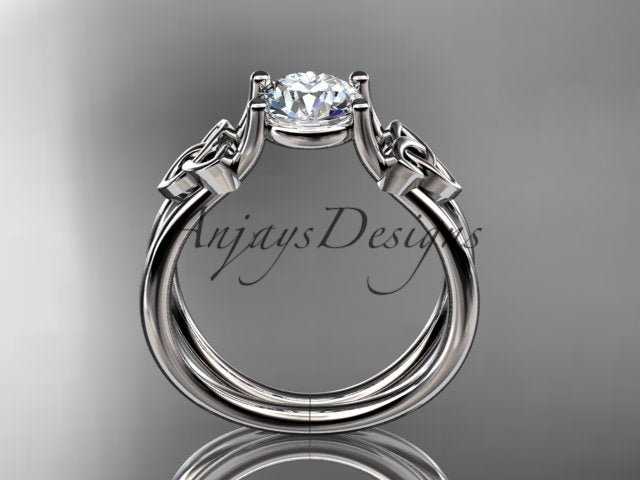 Celtic Diamond Engagement Ring 1 Carat Round Cut D VS1 Engagement Ring Minimalist Ring - AnjaysDesigns