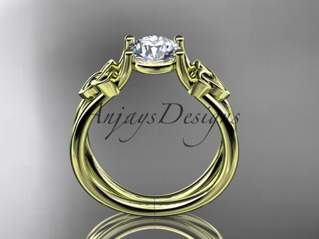 Celtic Diamond Engagement Ring 1 Carat Round Cut D VS1 Engagement Ring Minimalist Ring - AnjaysDesigns