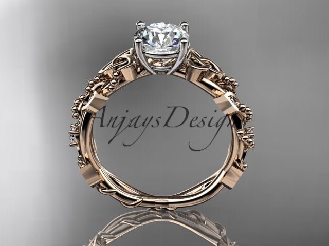 Celtic Trinity Knot Ring Nature Inspired Bridal 1 Carat Lab Grown Diamond Ring - AnjaysDesigns
