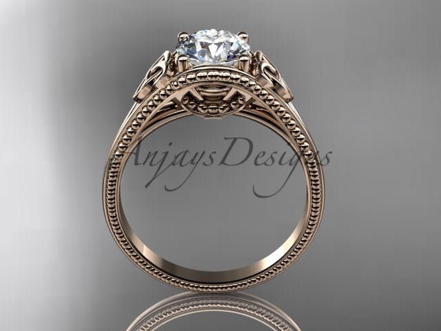 Celtic Diamond Engagement Ring 1 Carat Round Lab Grown Diamond Trinity Knot Ring Unique Solitaire Ring - AnjaysDesigns