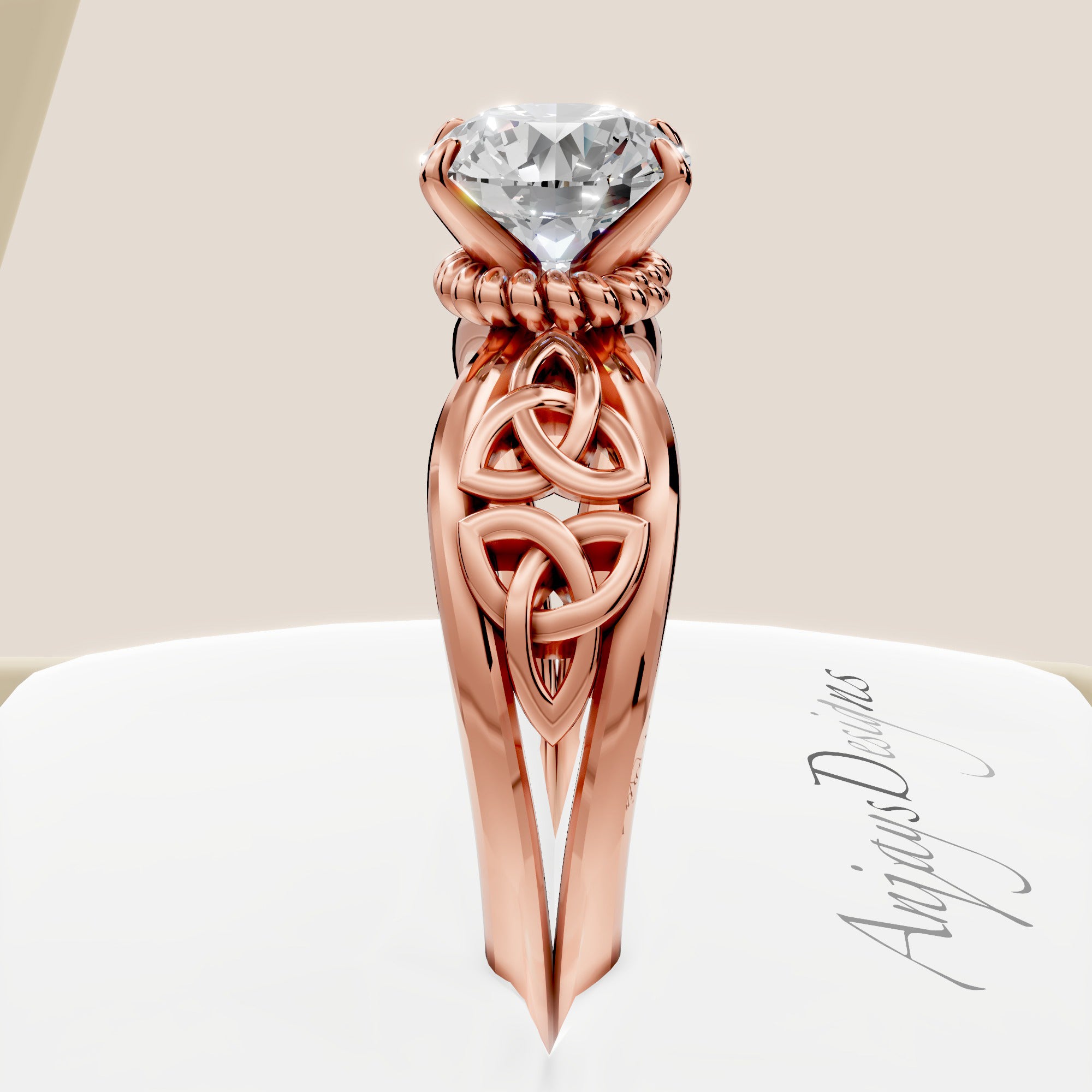 Celtic Diamond Engagement Ring 1 Carat Round Lab Grown Diamond
