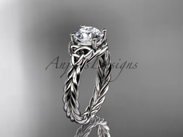1 Carat Round Lab Grown Diamond Celtic Engagement Ring Rope Triquetra Braided Wedding Ring - 14k white gold