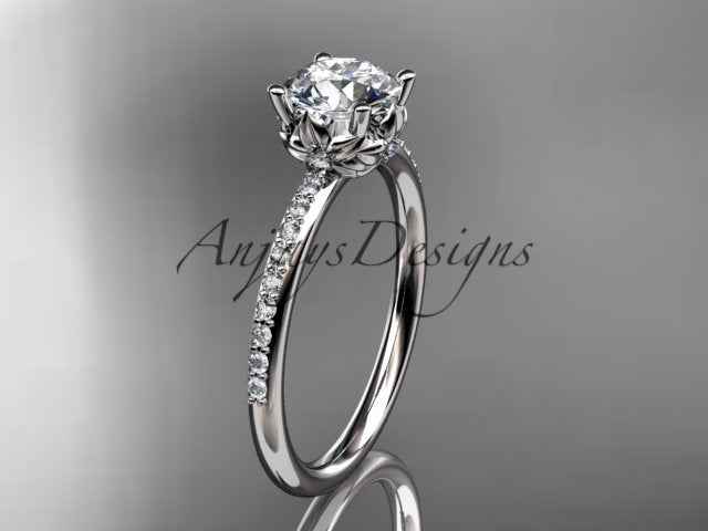 Dainty Flower Engagement Ring 1 Carat Round Lab Grown Diamond Nature Inspired Wedding Ring Minimalist Ring