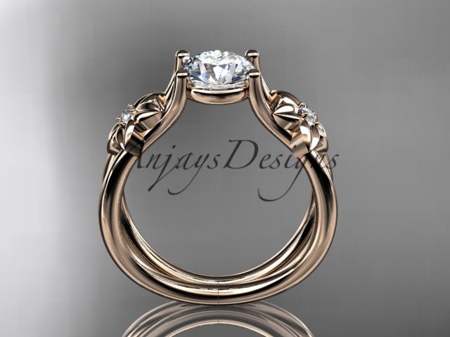 Flower Engagement Ring 1 Carat Round Lab Grown Diamond Nature Inspired Engagement Ring Unique Diamond Ring - AnjaysDesigns