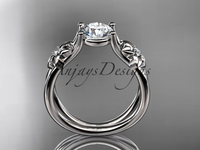 Flower Engagement Ring 1 Carat Round Lab Grown Diamond Nature Inspired Engagement Ring Unique Diamond Ring
